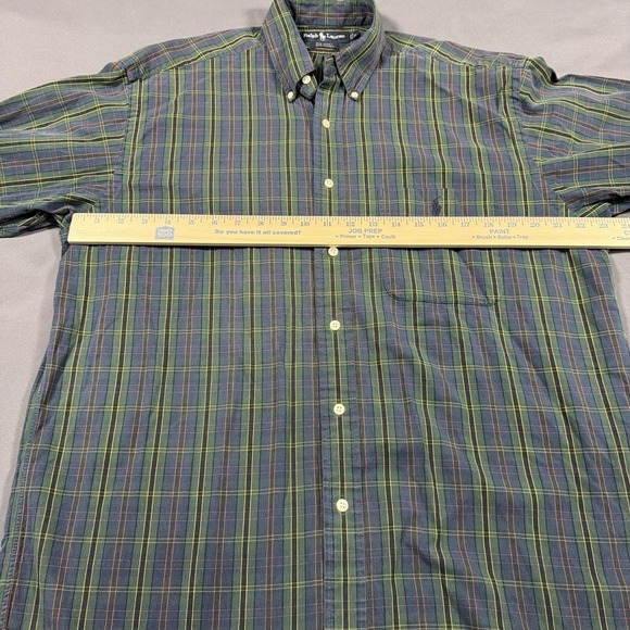 Ralph Lauren M Big Shirt Mens Green Plaid Vintage Cotton Oxford Button Down - Picture 6 of 8